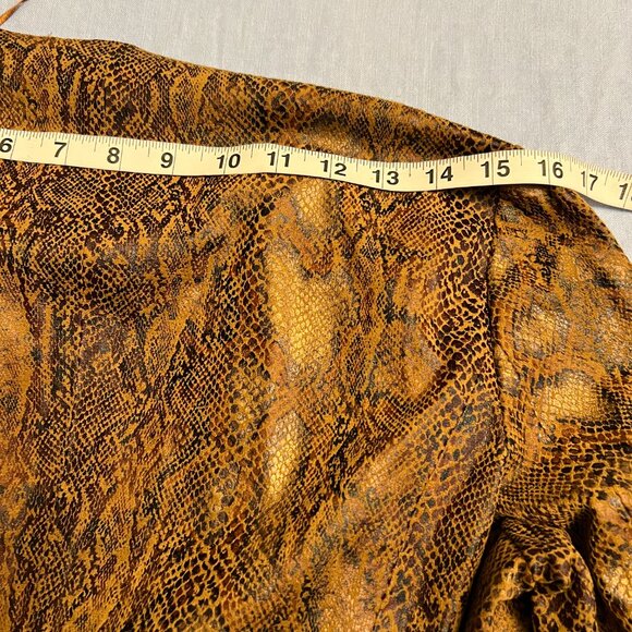 Zara Women's Snake Print Faux Leather Open Front Jacket Brown Medium - Picture 10 of 10